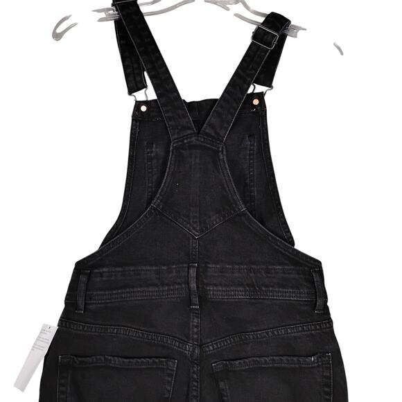 Old Navy Overall Size 2 Black Jack Denim Petite Distressed Adjustable Straps NWT - Picture 4 of 11